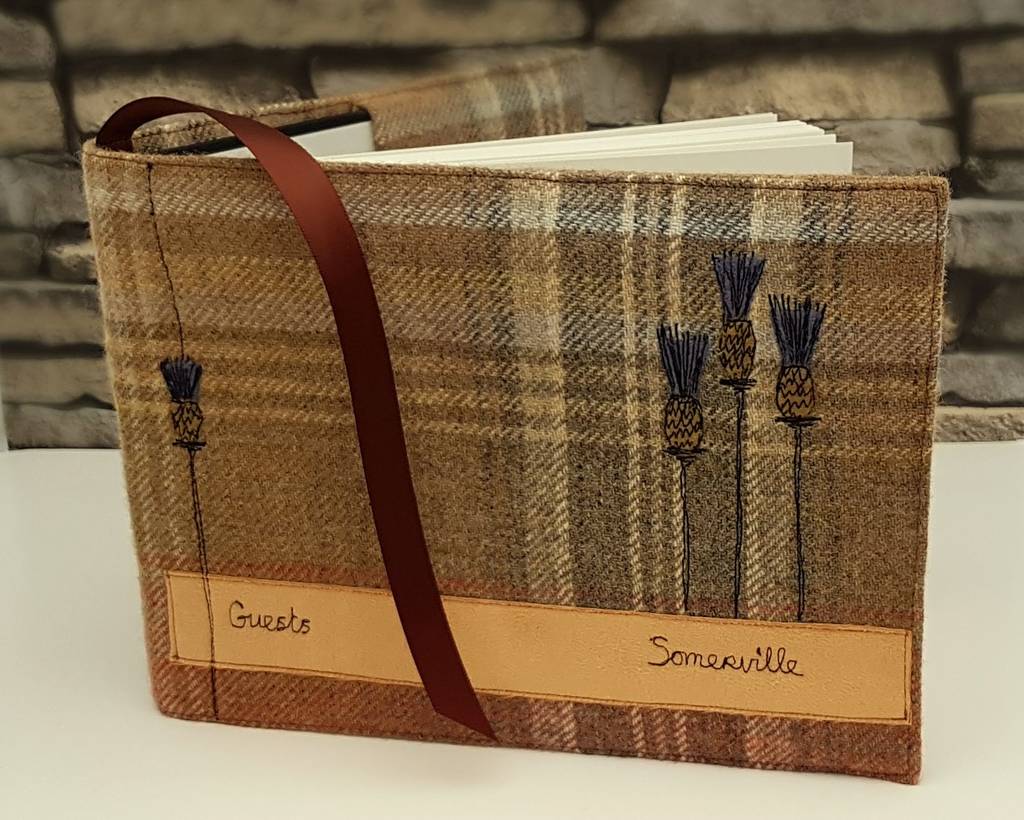 visitor book, personalised guest book, tartan by oscar & toots