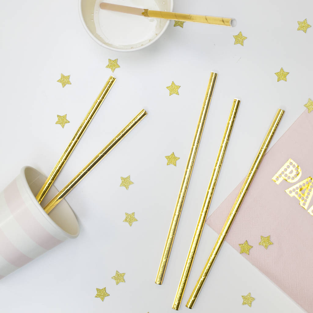 metallic gold paper straws by ginger ray
