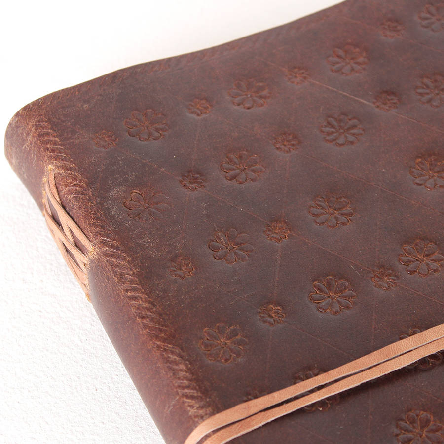 embossed leather journal by scaramanga