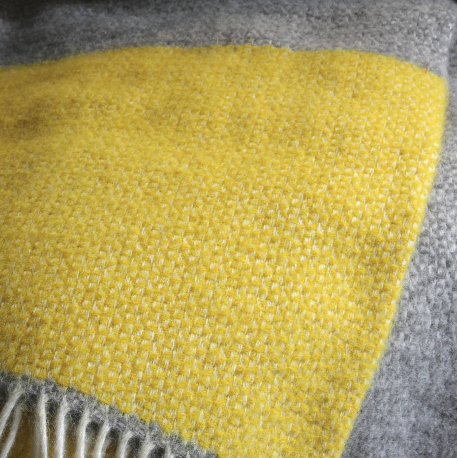 grey and mustard wool knit throw by ella james