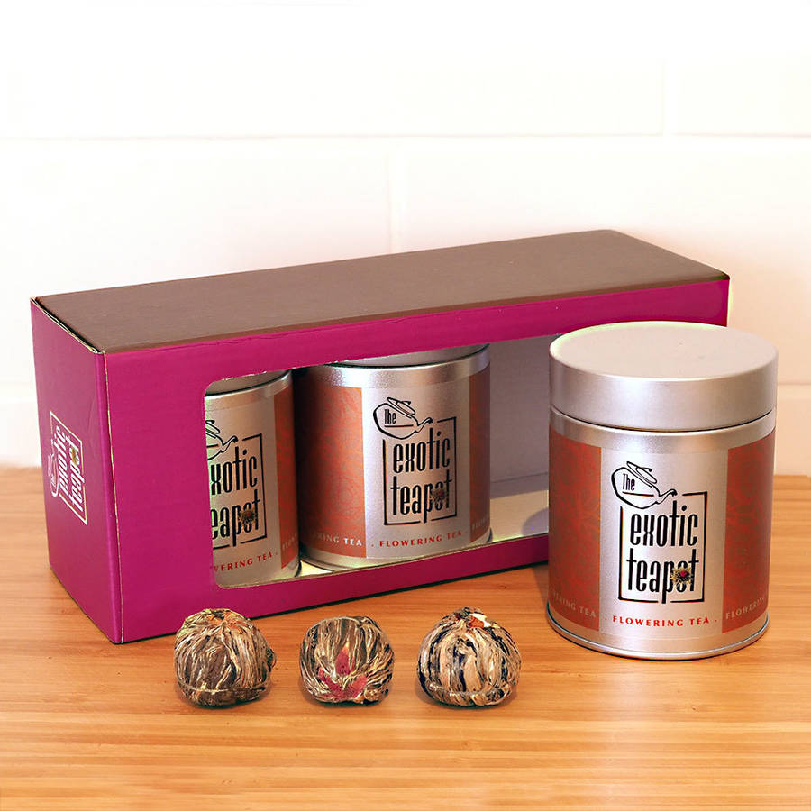 flowering tea triple selection gift box by the exotic teapot
