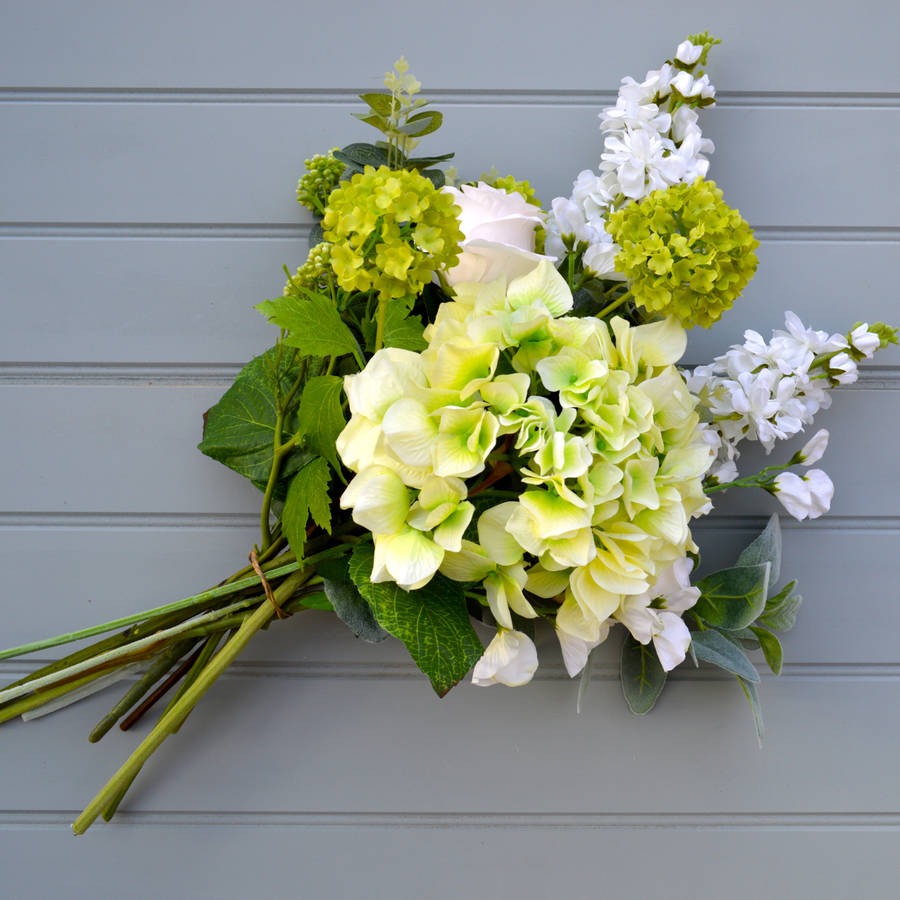 contemporary hand tied faux flower bouquet by hannah halfpennie