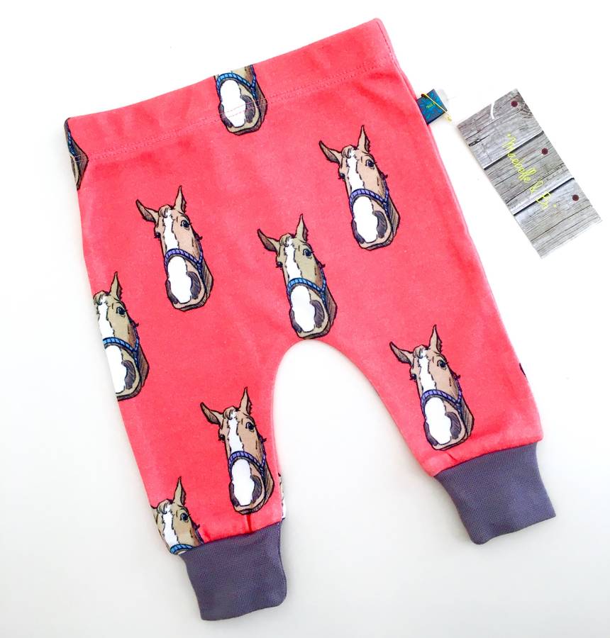 horse baby leggings, organic baby leggings by maebelle & bo