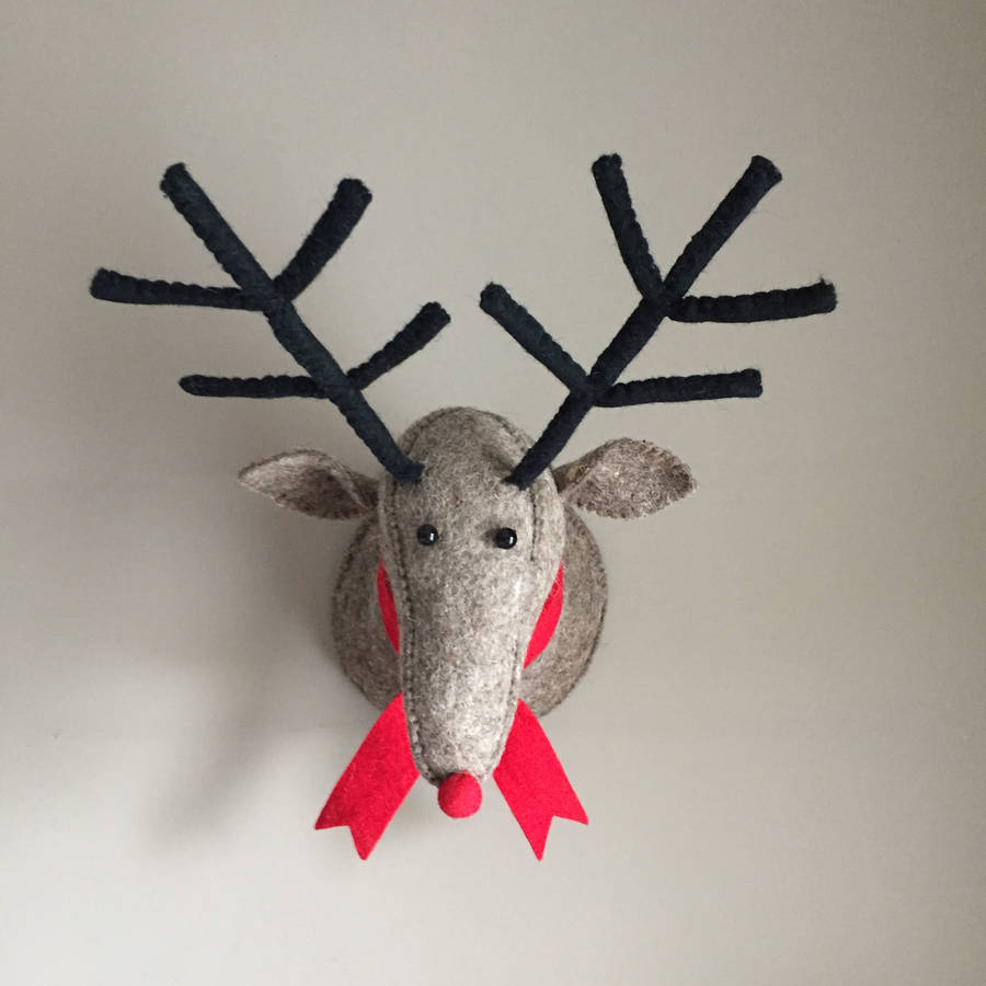 grey felt reindeer head w antlers by little baby company