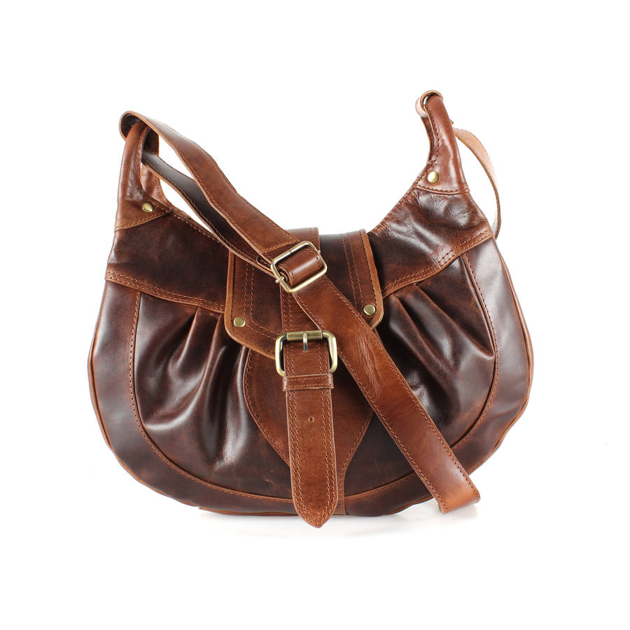 billie leather pleated buckle shoulder bag by the leather store