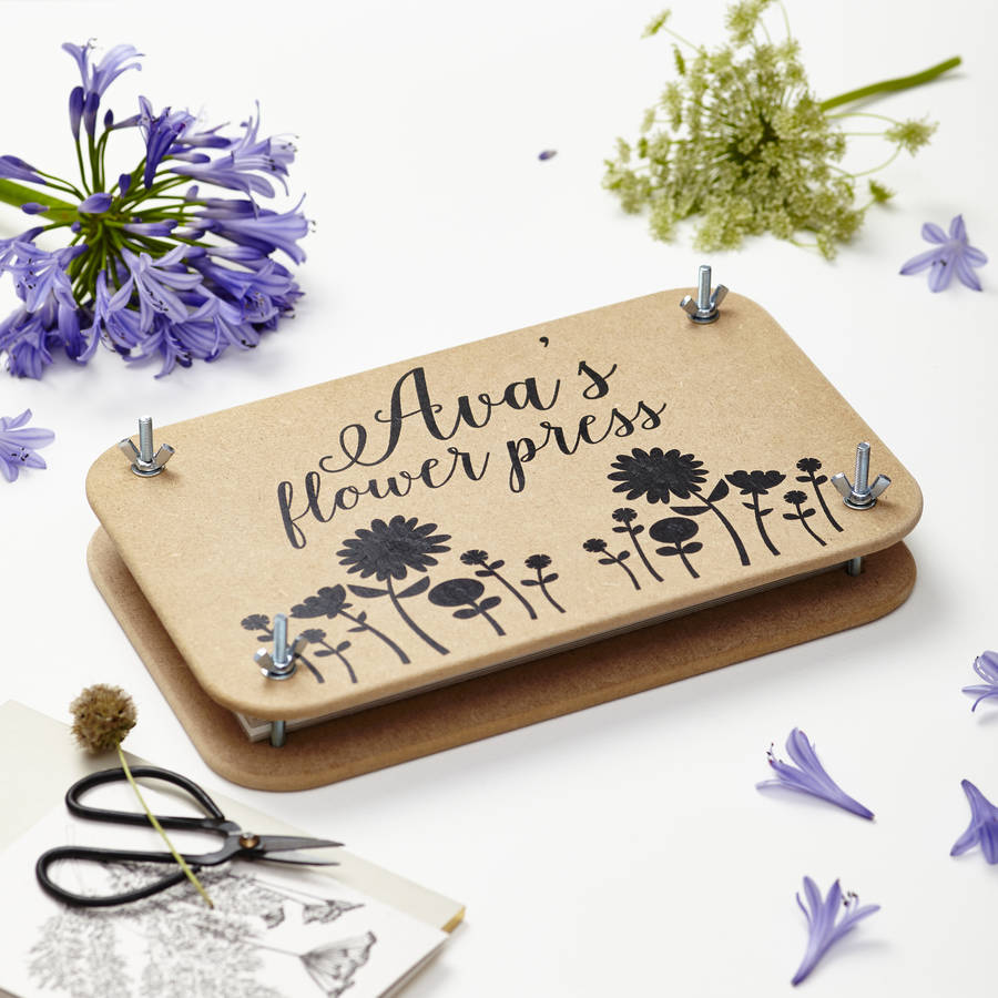 personalised wooden flower press by tillyanna