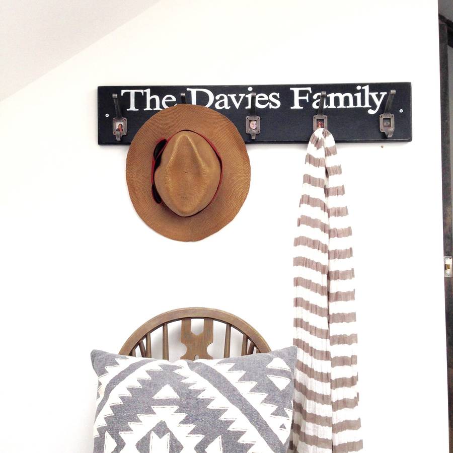 personalised family photo coat hooks by potting shed designs
