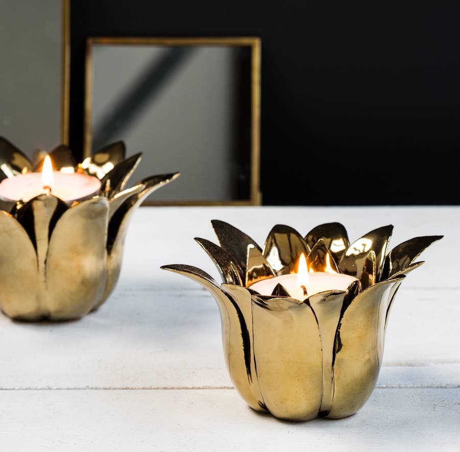 gold petal candle holder by the forest & co