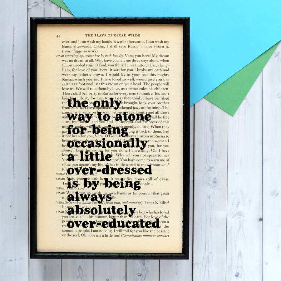 oscar wilde humorous literary quote framed print by bookishly