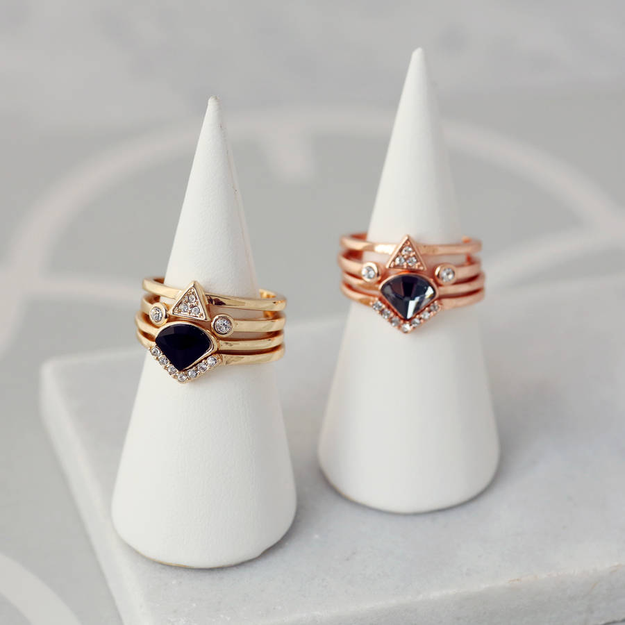 art deco stackable rings