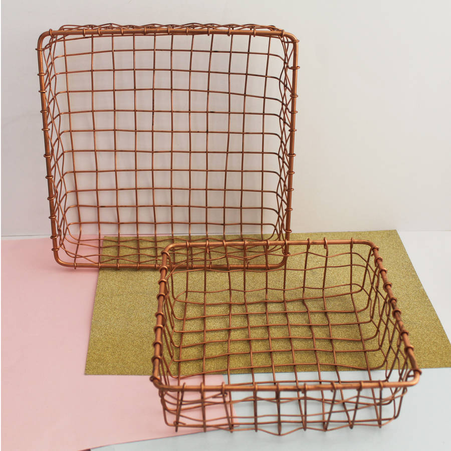 copper square wire basket by posh totty designs interiors