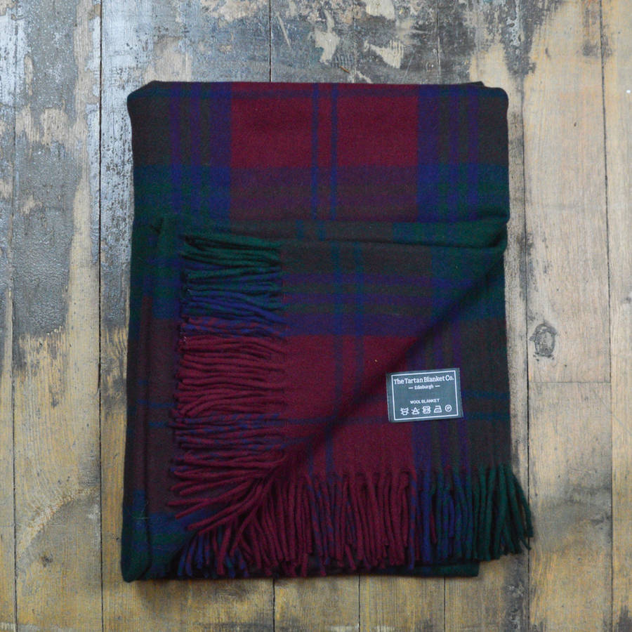 recycled wool knee blanket in lindsay tartan by the tartan blanket co