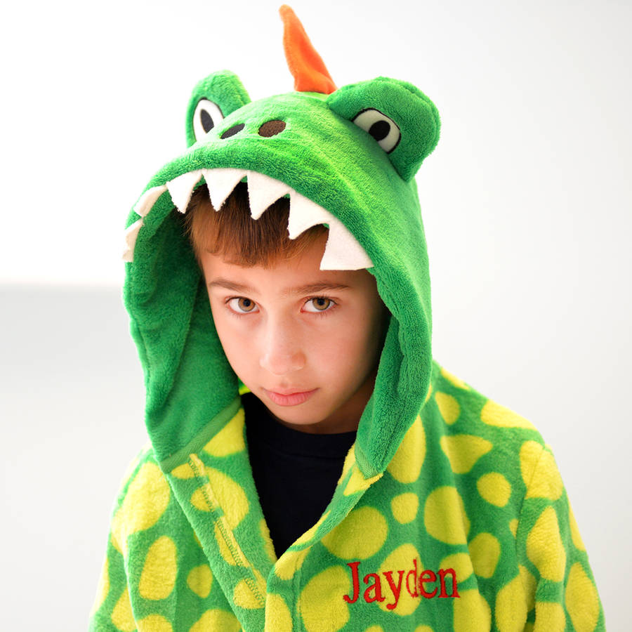 personalised dinosaur dressing gown age 10 to 11 years by a type of