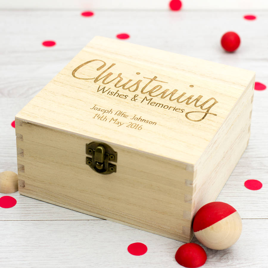 personalised christening wishes keepsake box by mirrorin