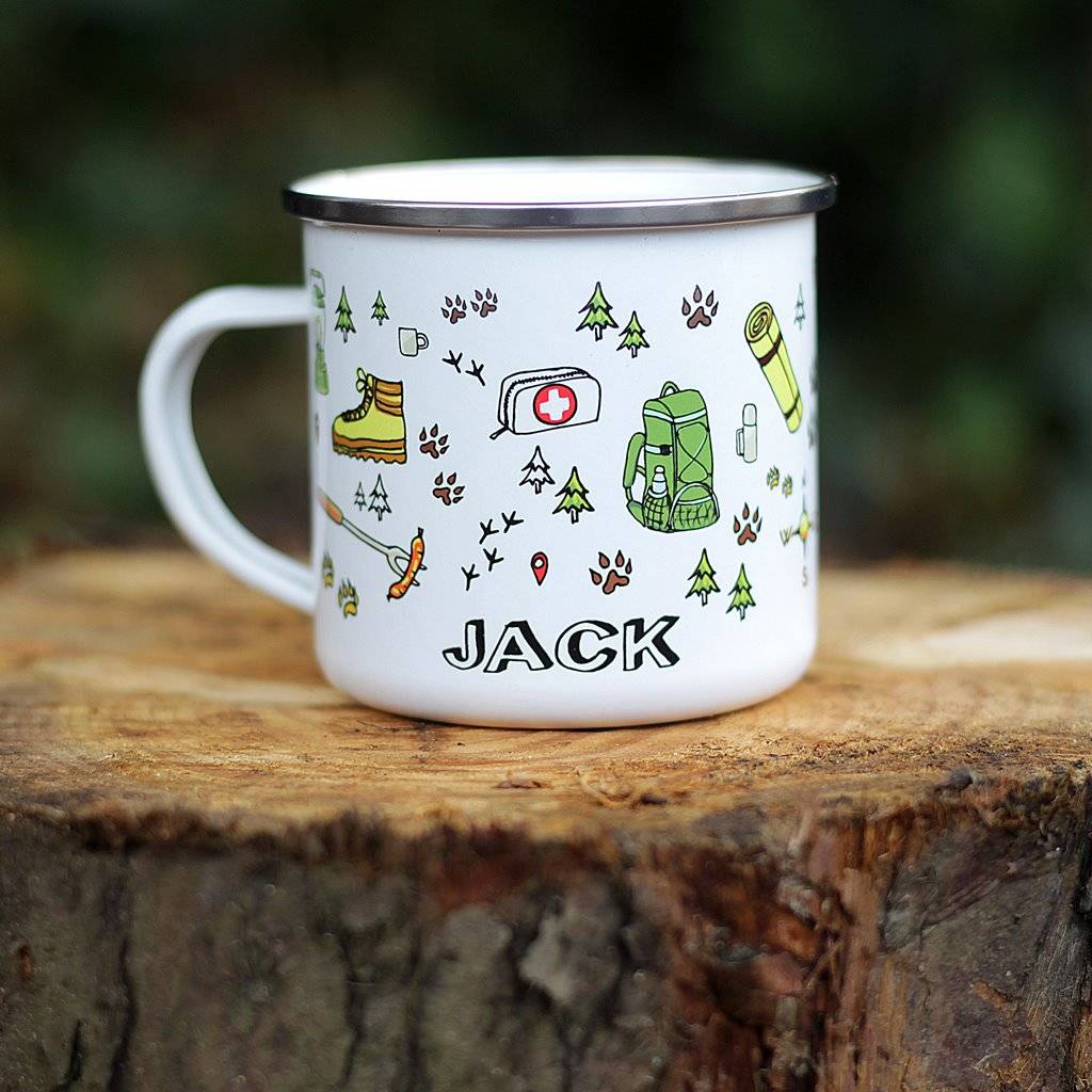 personalised enamel camping mug by jack spratt baby