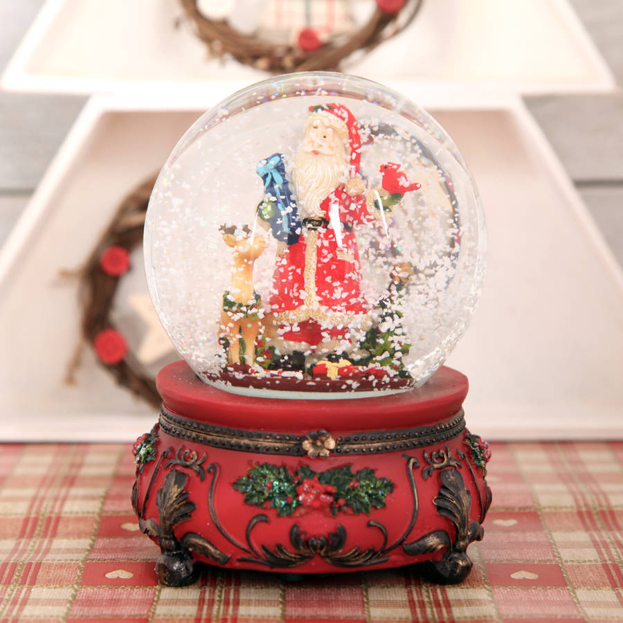 traditional musical santa christmas snow globe dome by red traditional musical santa christmas snow globe dome by red