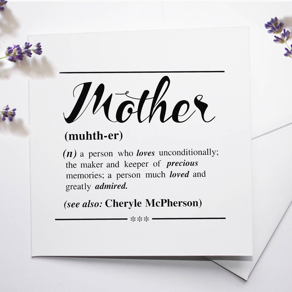 Personalised Mother Dictionary Definition Card By Betsy Jarvis