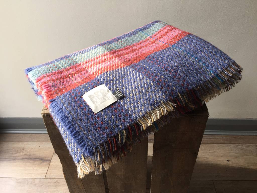 recycled wool picnic rug and leather straps by beg bicycles