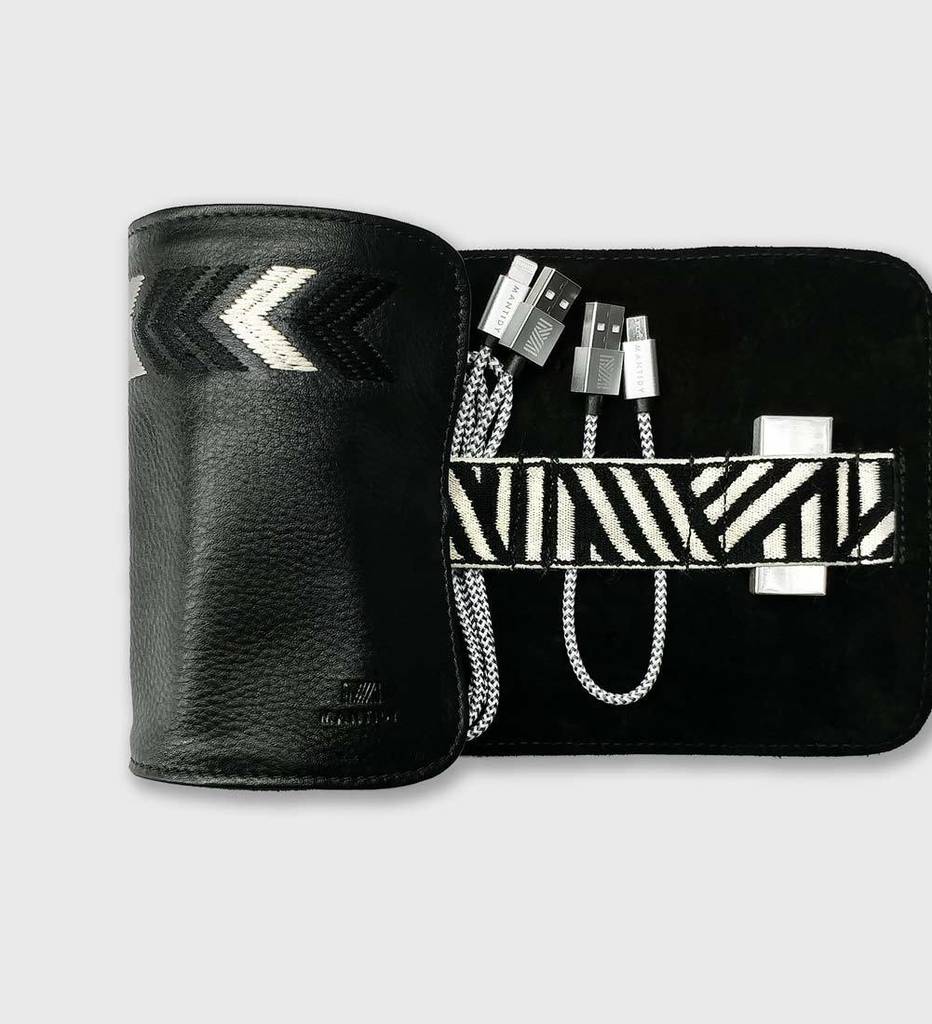 leather tech roll with mobile accessories by mantidy