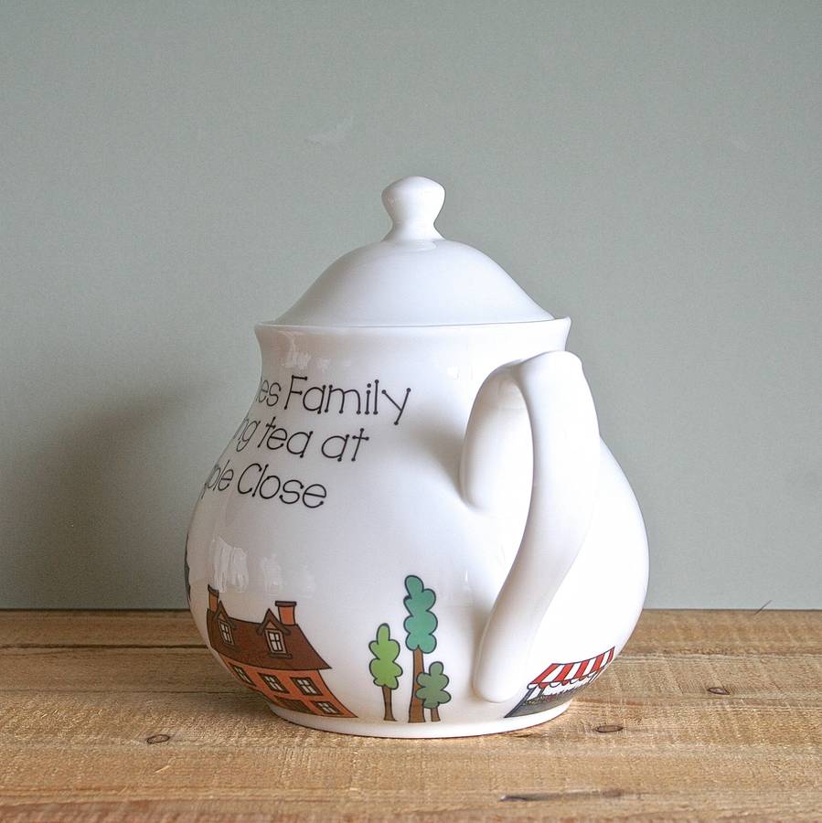 personalised family teapot by sparkle ceramics