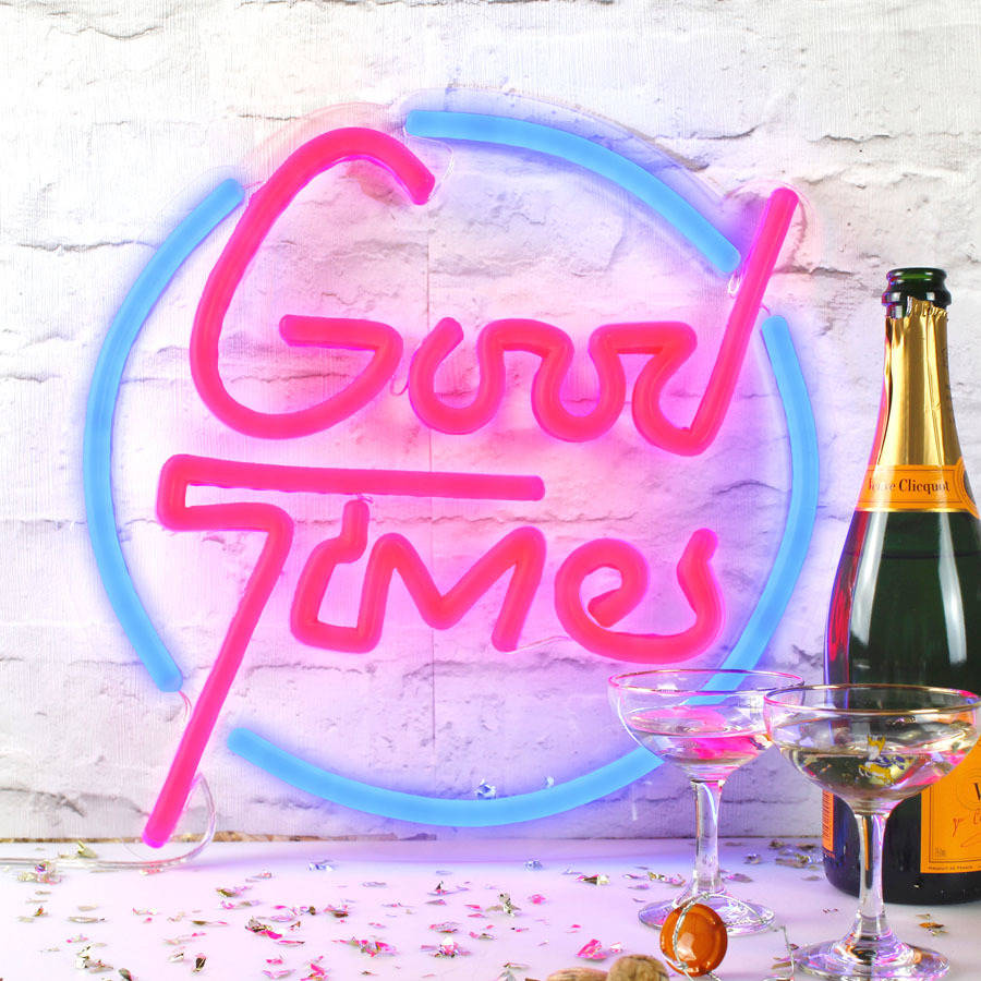 'good times' led neon light up sign by love inc