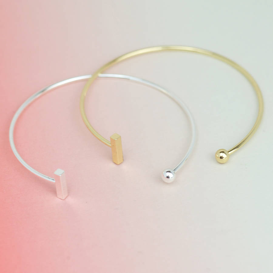 geometric bar with ball bangle by junk jewels