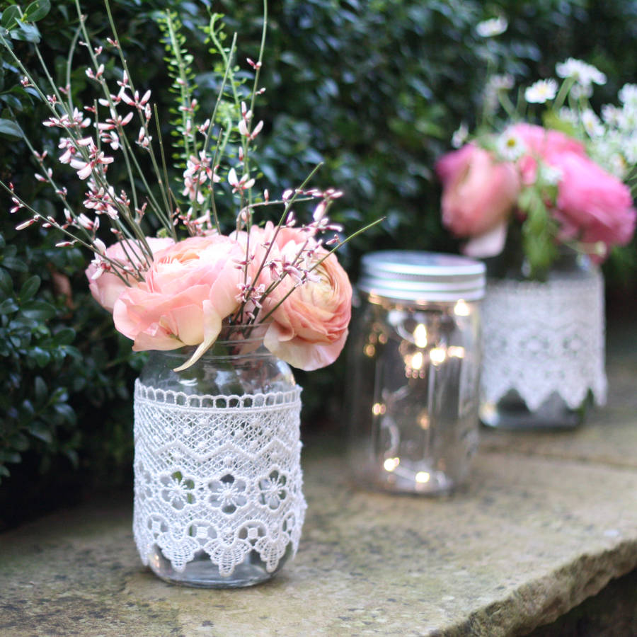 Lace Covered Jar Vase By The Wedding Of My Dreams Notonthehighstreet