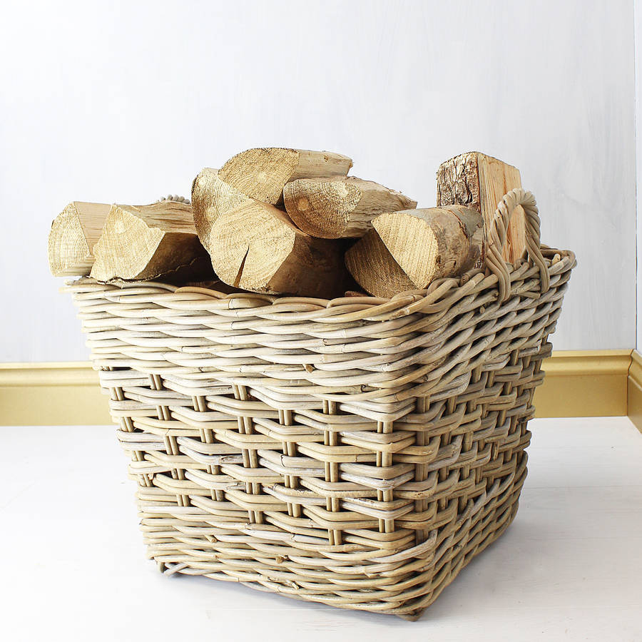 handwoven log storage basket by marquis & dawe