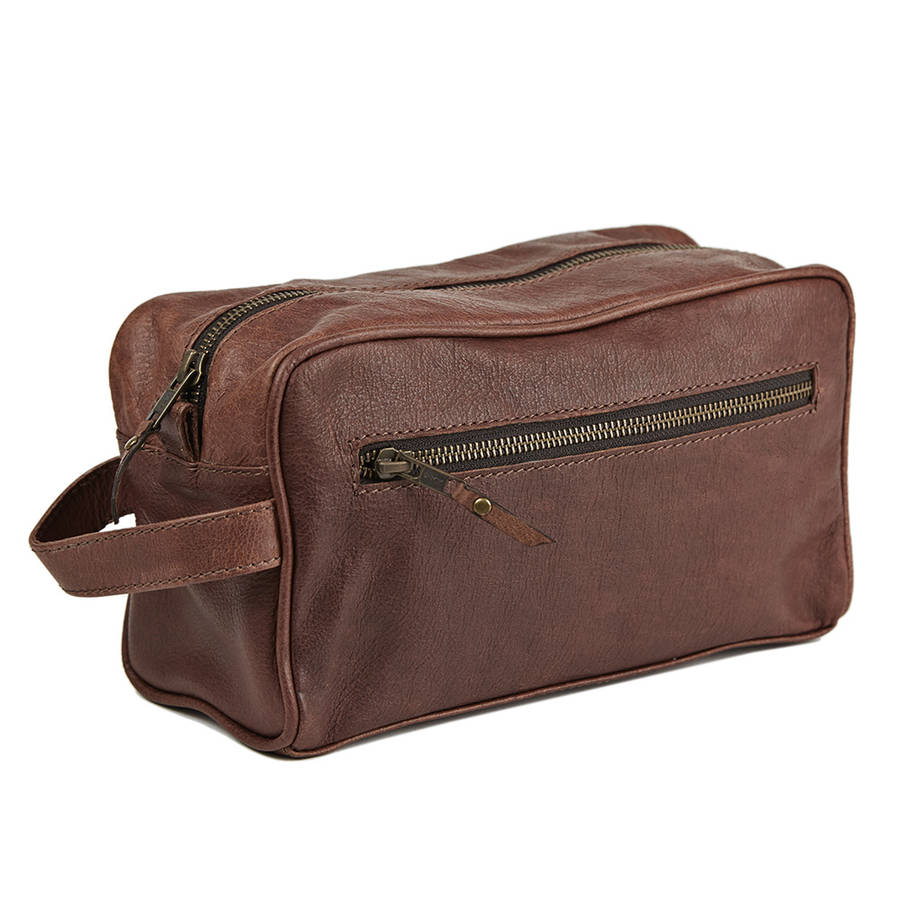 leather wash bag womens