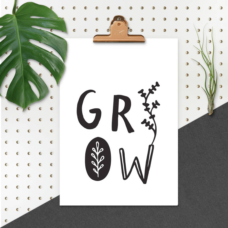 'grow' typographic giclée print by botanic tribe | notonthehighstreet.com