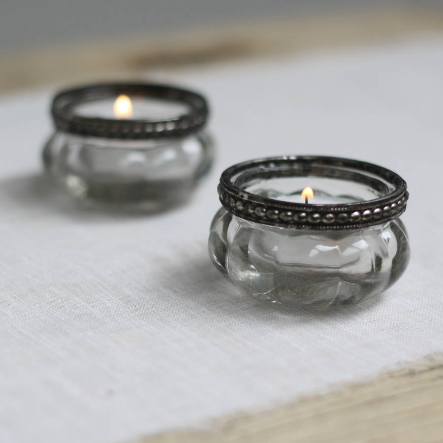 Mini Clear Glass Tea Light Holders With Metal Rim By The Wedding Of My 