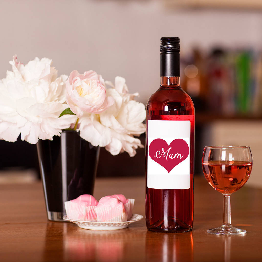 love heart 'mum' rose wine by treacle boutique