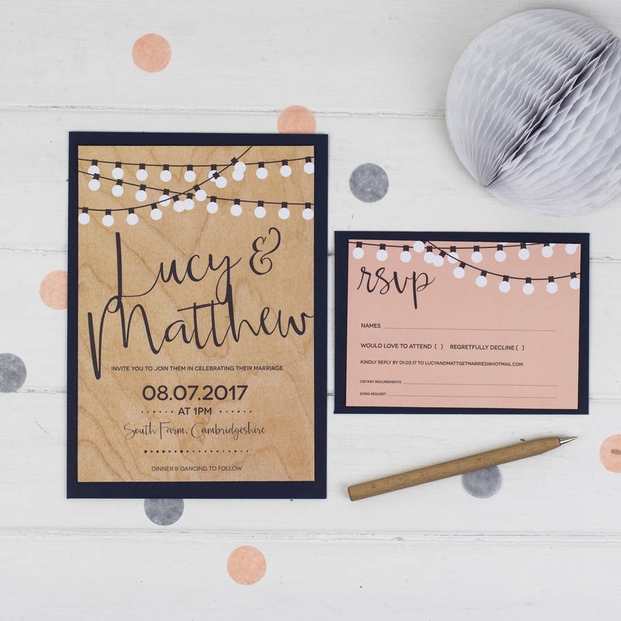 String Lights Wedding Invitation By Russet And Gray 