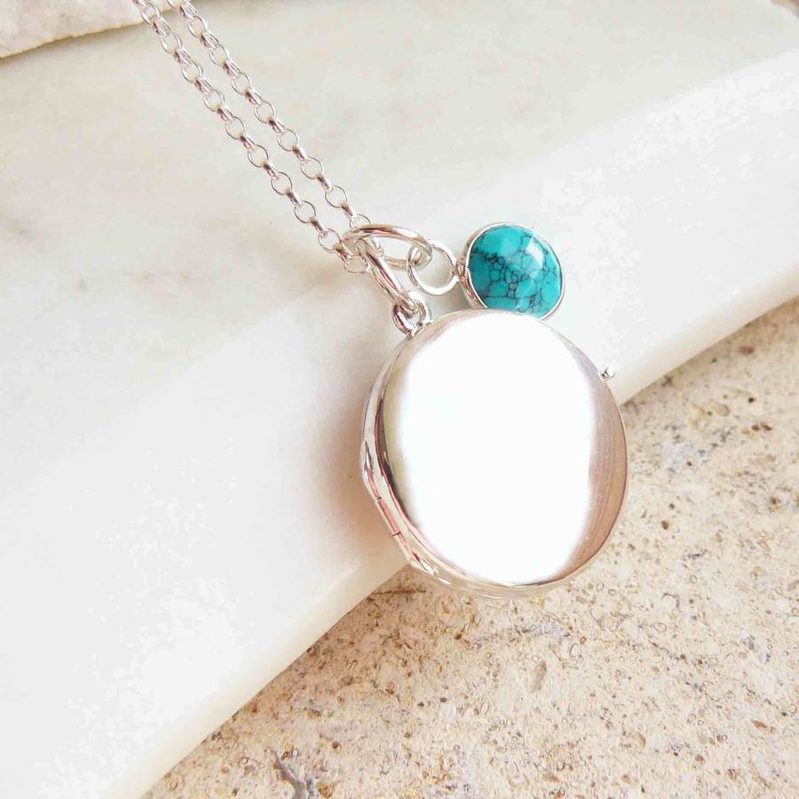 personalised round locket with birthstone pendant by lime tree design