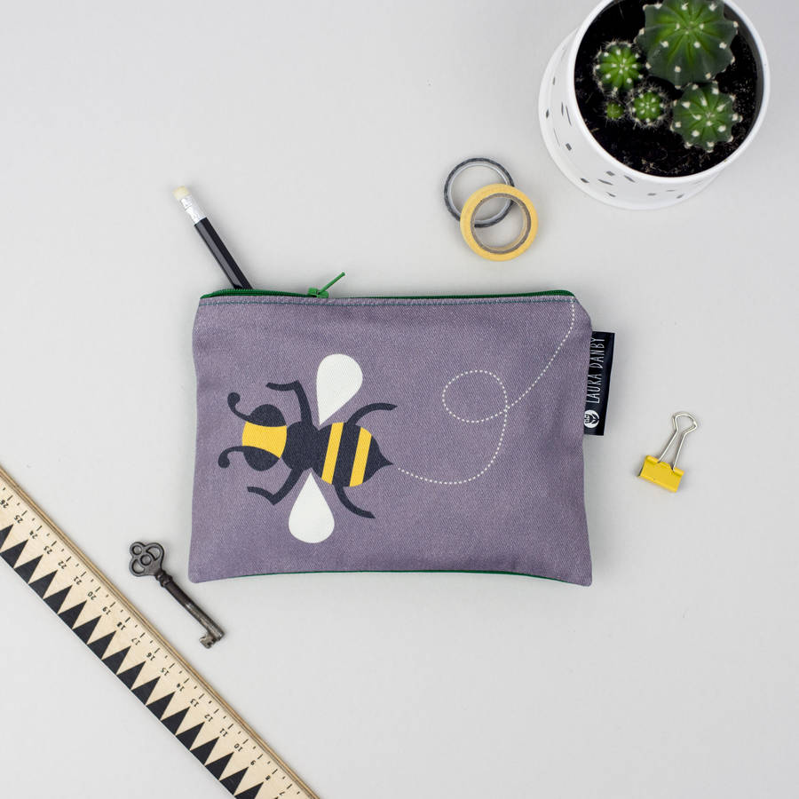 bee purse or insect pencil case by laura danby