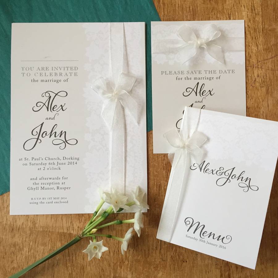 vintage lace wedding stationery range by tigerlily wedding stationery