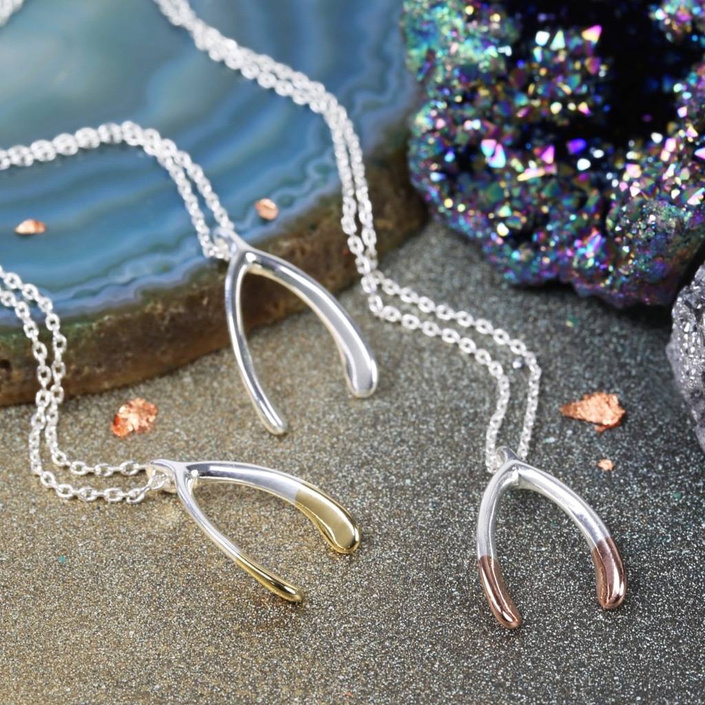 dipped wishbone necklace by lisa angel