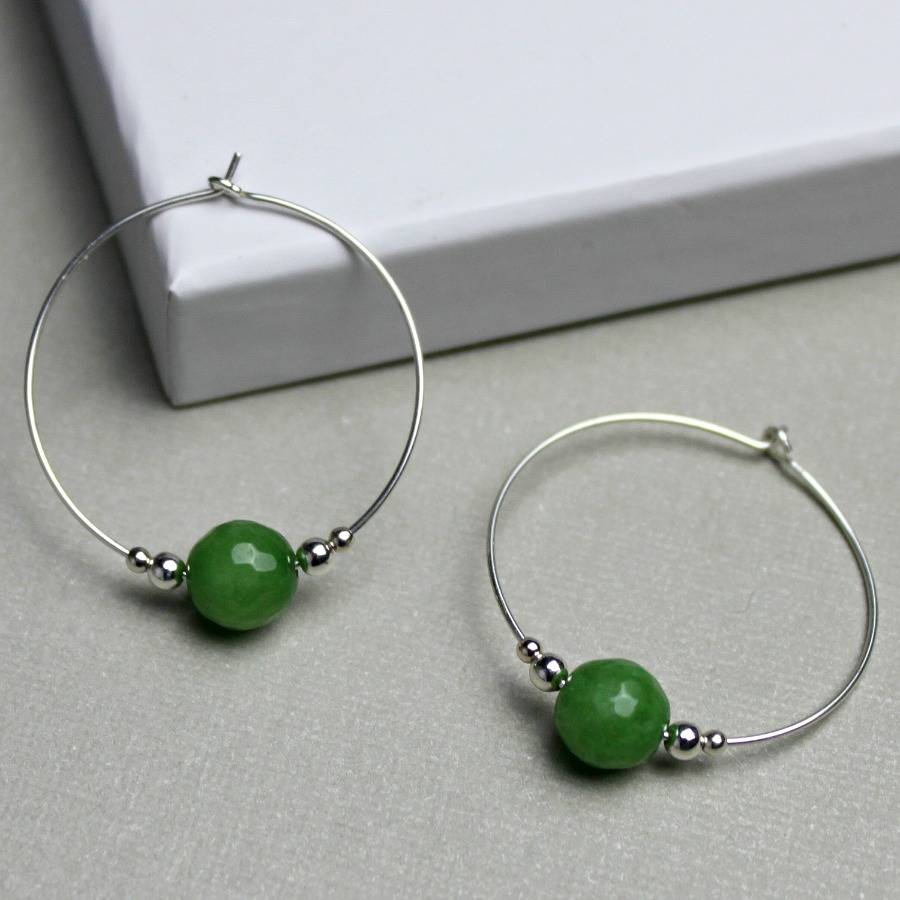 green jade hoop earrings by completely charmed