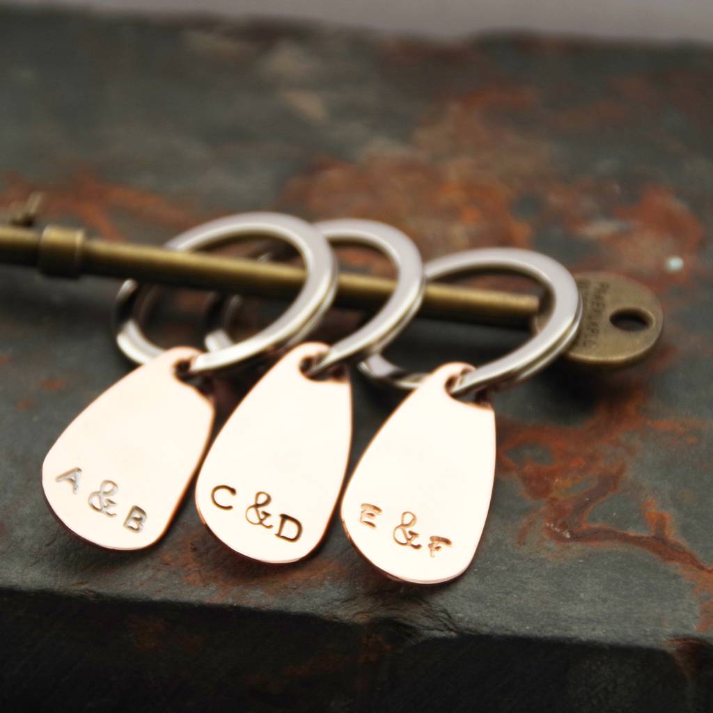 personalised copper keyring set by the english shipmate