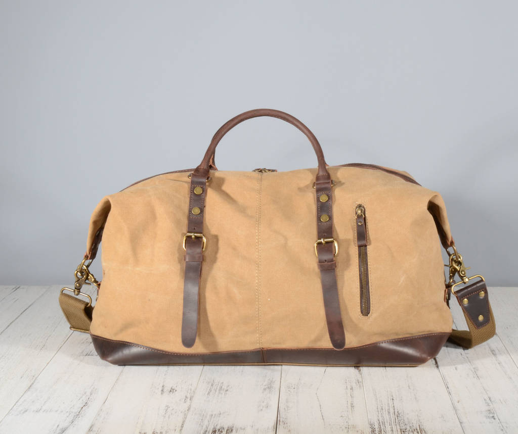 canvas classic travel holdall bag personalised by eazo