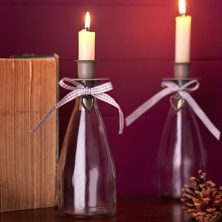 glass bottle candle holder by the christmas home