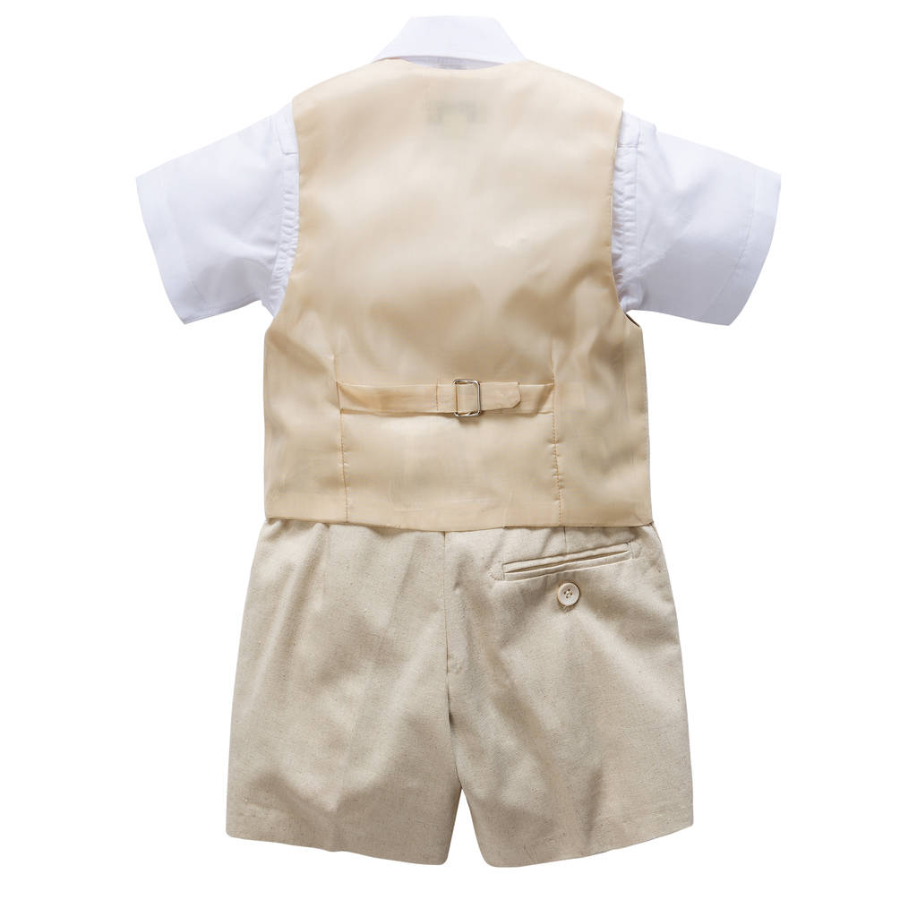 page boy beige linen blend christening wedding suit by baby magic dress