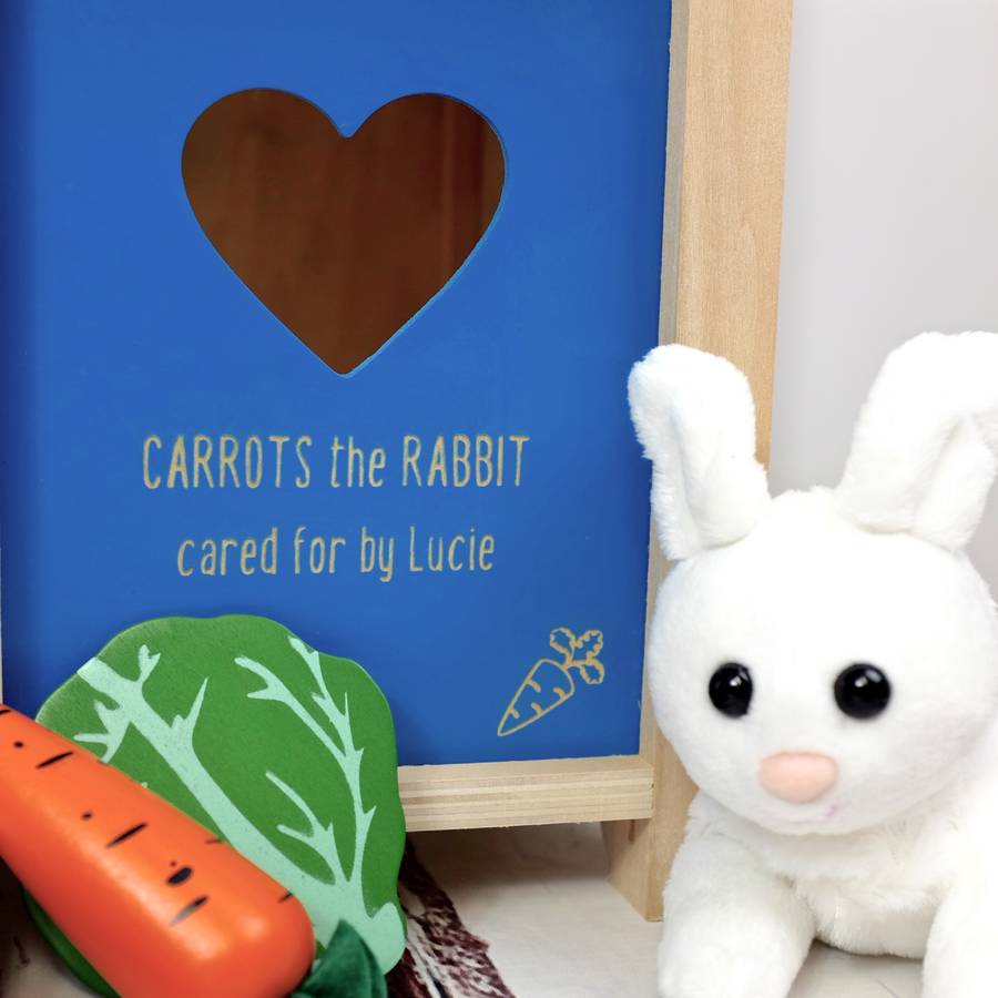 personalised rabbit hutch toy with accessories by auntie mims