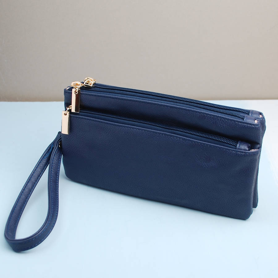 personalised essentials triple zip clutch by penelopetom