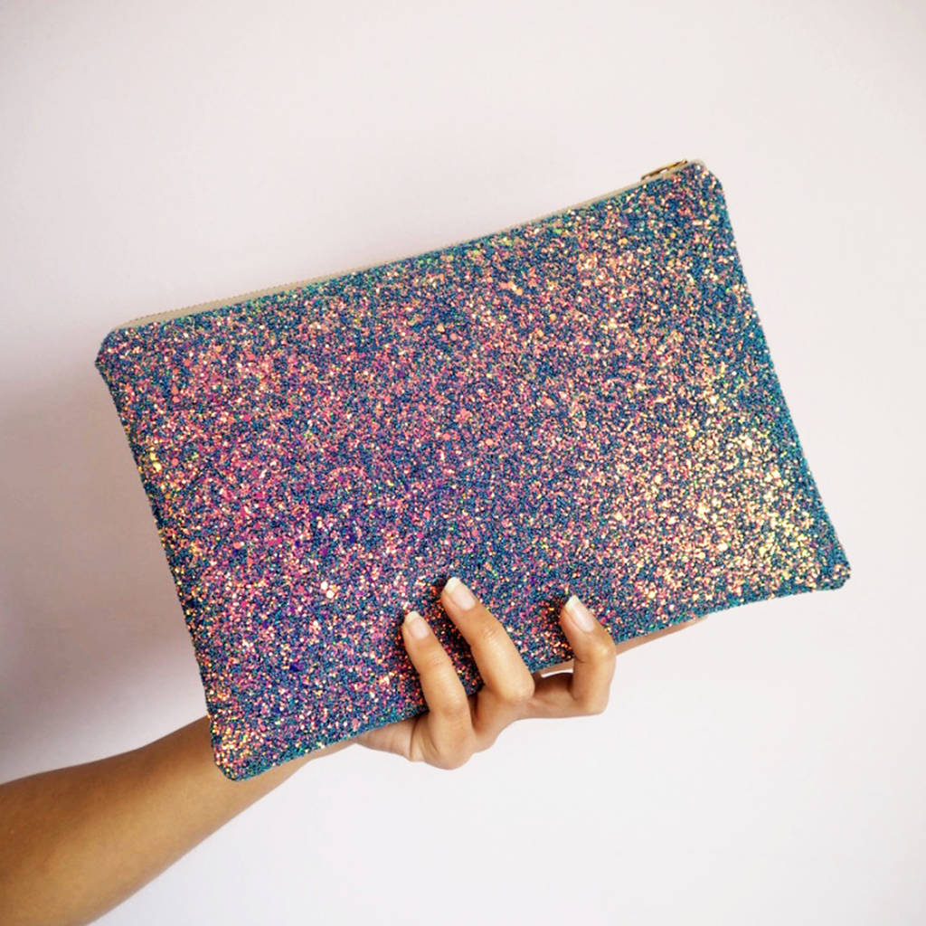 dune glitter clutch bag