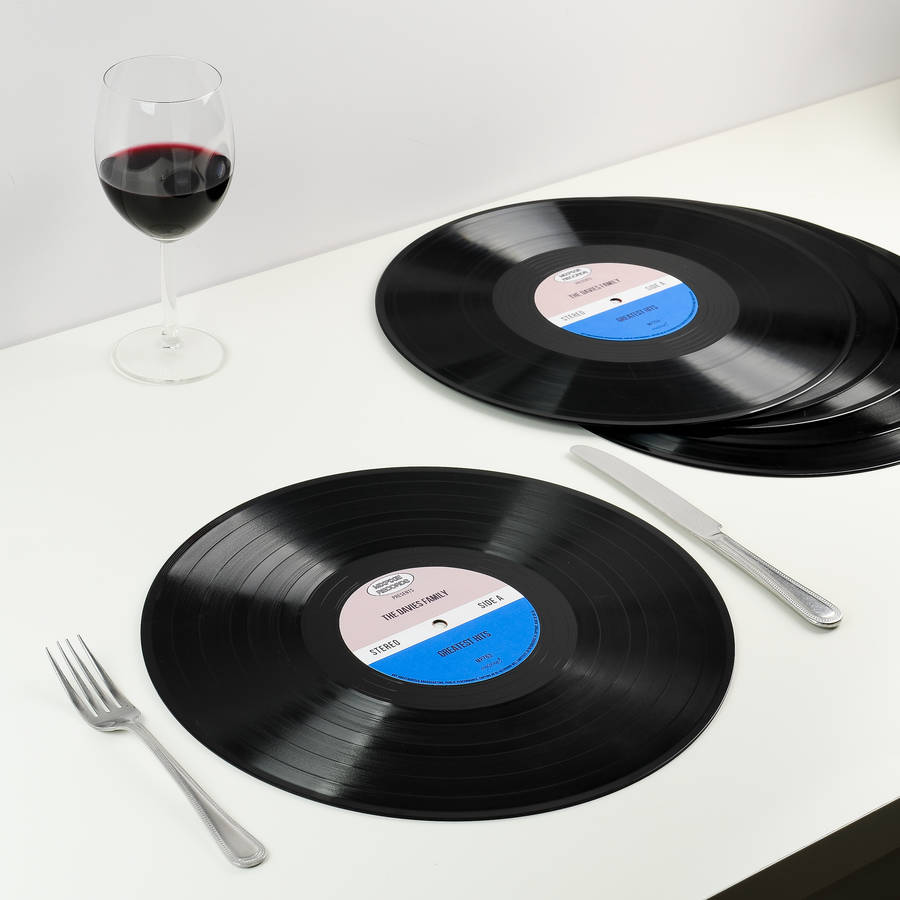 personalised vinyl record placemats by mixpixie