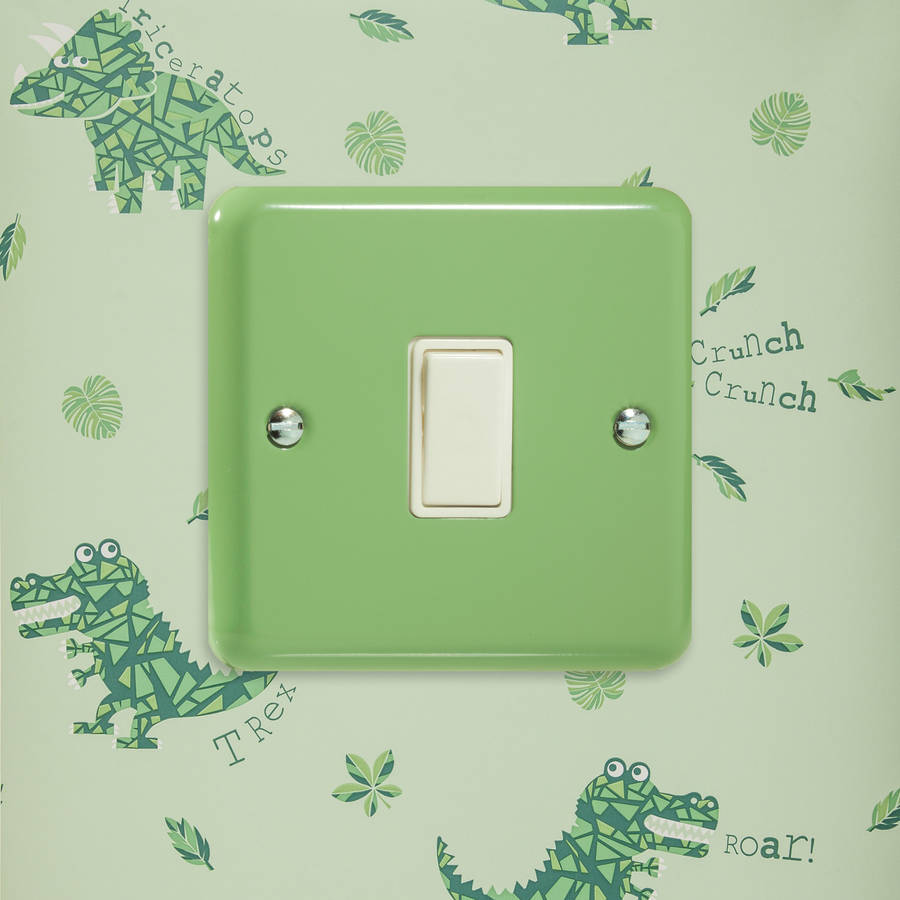 retro beryl green metal light switch and plug sockets by candy queen