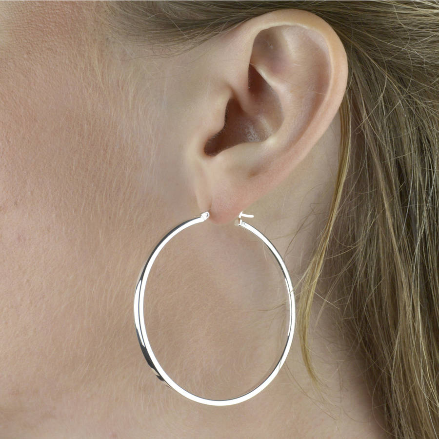 rectangular hoop earrings silver