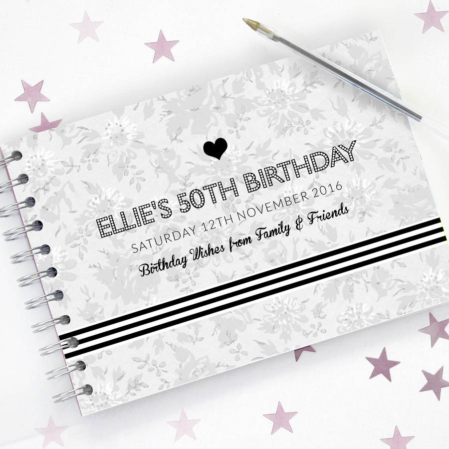 Personalised 50th Birthday Monochrome Guest Book By Amanda Hancocks