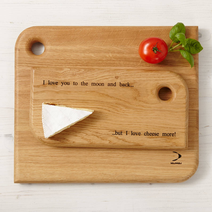 personalised wedding gift chopping board set by mijmoj design